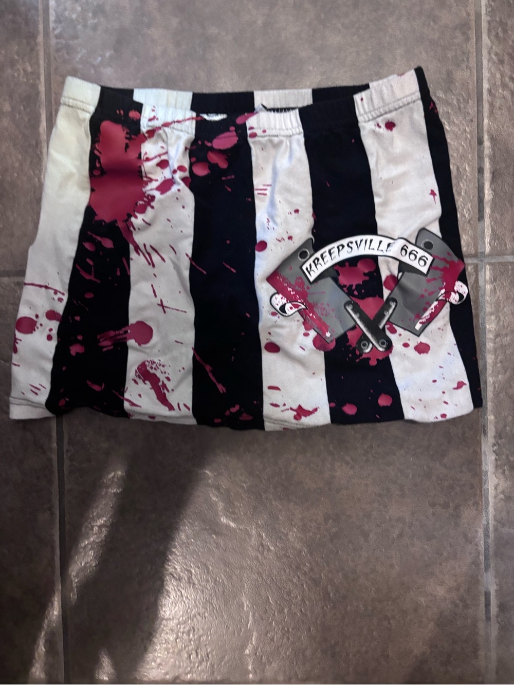 Black & White Stripe Skort with Pink Splatter Design